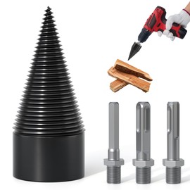 APIOLO Wood Splitter Drill Bit-3 Drilling Handles, Log Splitter Drill with 42MM Cones for Heavy Duty Detachable, Firewood Drill Bit Set Suitable for Family Heating, Camping, Woodworking