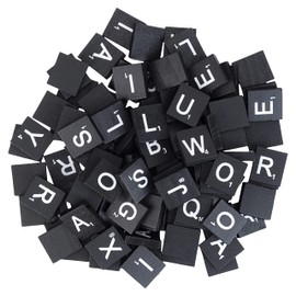 Trimming Shop Wood Letter Tiles, Wooden Alphabet Tiles A-Z Capital Letters Replacement for Board Games, Christmas Tree Decoration, Children's Educational Toy, DIY Projects (Black, 100pcs)