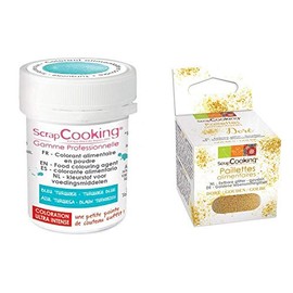 Powdered Food Coloring 5 g Turquoise + Edible Golden Glitter