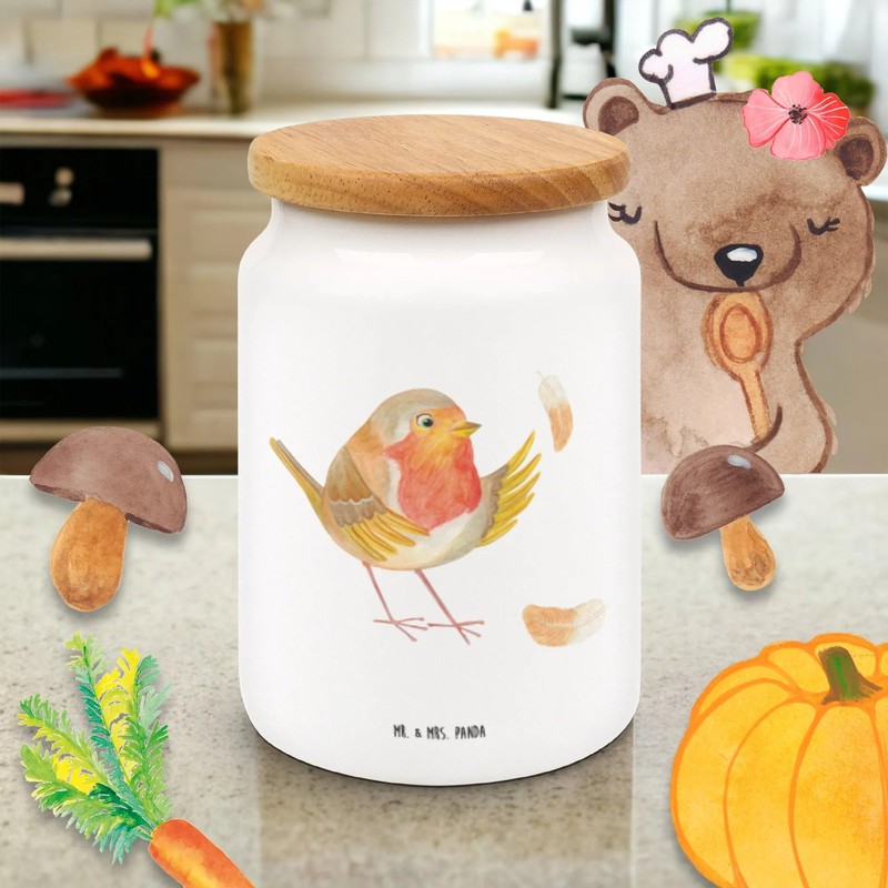 Mr. & Mrs. Panda Storage Container Robin Feathers - Gift,