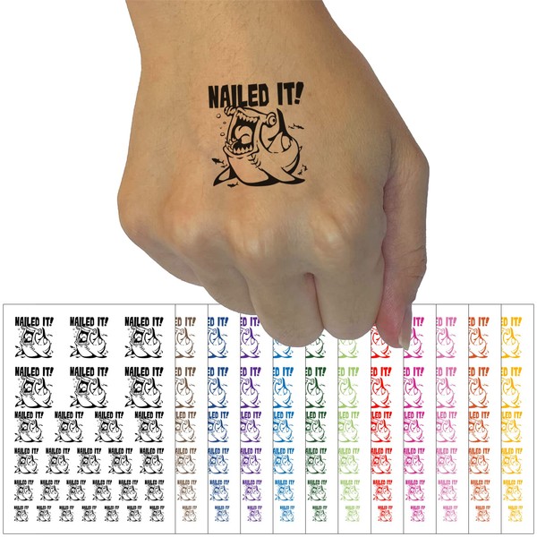 Nailed It with Happy Hammerhead Shark Temporary Tattoo Water Resistant