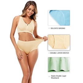 Molasus Molasus Women's Soft Cotton Underwear Briefs High Waisted Postpartum Panties Ladies Full Coverage Plus Size Underpants Pack of 5,Small