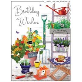 Jonny Javelin Male/Female Birthday Card - Happy Birthday Card with Artistic Gardening Design and Embossed Foil Details - Birthday Card for Men/Women