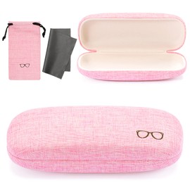 Vemiss Hard Shell Eyeglasses Case Linen Fabrics Large Sunglasses Case Concise (Small,Pink)