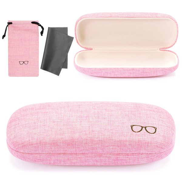 Vemiss Hard Shell Eyeglasses Case Linen Fabrics Large Sunglasses Case