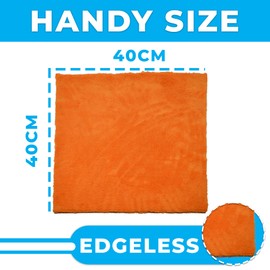 Towelogy® Professional Microfibre Cloths for Multipurpose Cleaning Edgeless for Dusting Bathroom Kitchen Use Machine Washable & Reusable 40x40cm (Orange, 2)