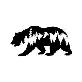 Bear Mountains Adventure Wanderlust CCI Decal Vinyl Sticker|Cars Trucks Vans Walls Laptop|Black |7.5 x 3.8 in|CCI1838