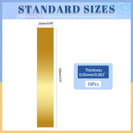 Glarks 10pcs L x W x D 5.9 x 0.98 x 0.002 Inch Rectangular Brass Shim Stock Assortment, Brasses Strips Metal Shims Brass Sheet, Shim Stock Sheet for Trim Gap Filler/DIY/Industrial Use