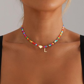 Eaciy 6 7 8 9 10 Year Old Girl Gifts - Initial Necklace for Girls Jewelry Colorful L Initial Necklaces for Women Teen Girl Gifts Trendy Stuff