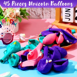 Aoriher Aoriher 45 Pcs Latex Balloon for Unicorn Birthday Party - Pastel Rainbow Balloon Arch Kit, Column Garlands for Girl's Birthday, Baby Shower Decoration Supplies 12'