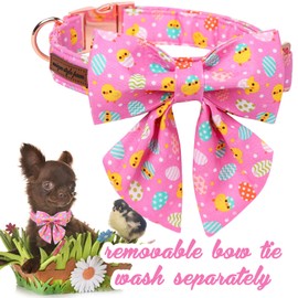 Unique style paws Easter Dog Collar with Bow Easter Eggs Chicken Collar with Flower for Small Medium Large Boys Girls Dogs
