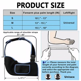 XFSRG Arm Sling with Adjustable Shoulder Bandage Men Women Bracelet with Storage Bag for Arm and Shoulder (Blue/Black, L)