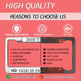 Simple Appearance License Plate Holder Don't Worry GOD is in Control Christian Religion Tag License Plate Frame 2 Holes