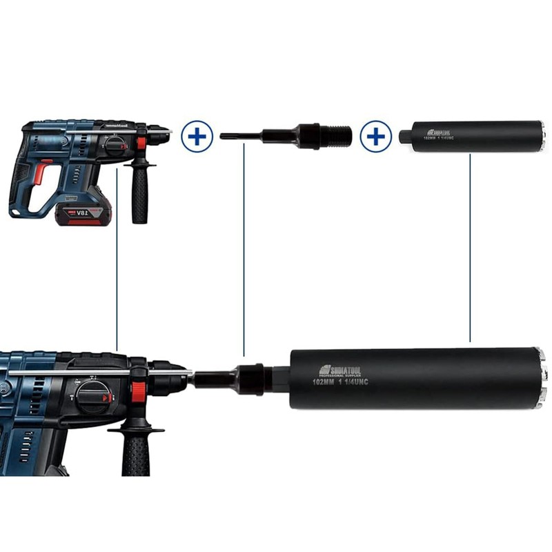 Secwell SDS-Plus Adaptor to 1 1/4 Inch UNC Adapter for