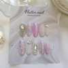 Purple Glitter & Silver Stone Handmade Nail Tips - Midi