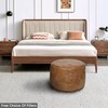 Thgonwid Unstuffed Faux Leather Pouf Cover, Handmade Footstool Ottoman Storage