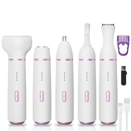 Electric Razor for Women- 5 in 1 Electric Shaver for Women, Wet & Dry Bikini Trimmer and Facial Hair Remover,Eyebrow Razors Nose Hair Trimmer Rechargeable Hair Removal Kit for Full-Body Hair 831