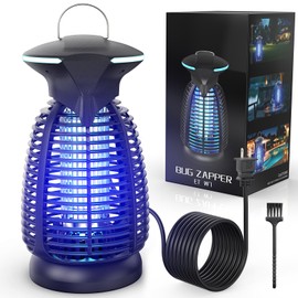 Bug Zapper Outdoor for Mosquito Flies - Electric 4000V Powerful Bug Zappers Indoor Waterproof Insect Killer Trap Lamp with LED Light for Patio Backyard Porch Garage & Home