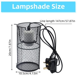 Reptile Heat Lamp Heater Holder Ceramic Heat Lamps Lampshade Holder Anti Hot Bracket Cage for Bearded Dragon, Lizard, Tortoise, Snake, UK Plug (Large)