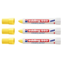 edding Special Marker 950 Industry Painter, 10 mm (3 Markers, Yellow)