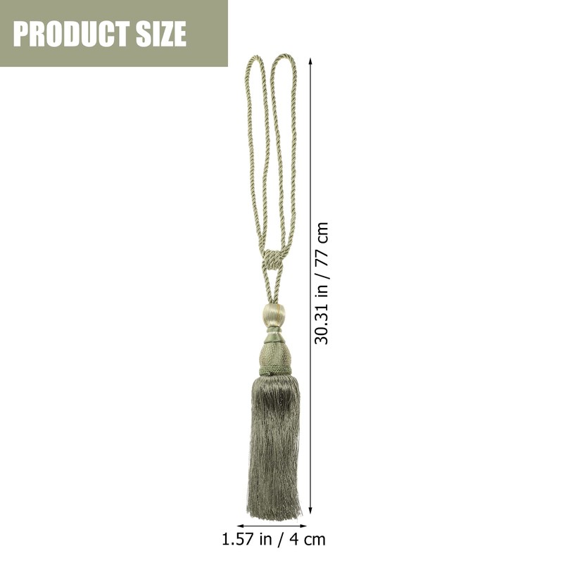 Pack of 2 Curtain Tiebacks Green, Decorative Tiebacks with Tassels,