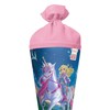 ROTH Motiv-Schultüte, Magische Einhornreiterin, 70 cm, rund, Rot(h)-Spitze, Filzverschluss, Glitter