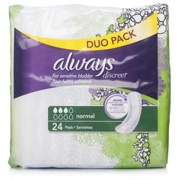 Always Discreet Normal Pads, 24 Pack