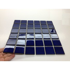 Premium Quality 2" x 2" Cobalt Blue Square Pattern Porcelain Mosaic Tile on Mesh on 12x12 Sheet, Designed in Italy (5)