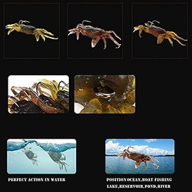 Pojedehy 10 Pcs Crab Bait, 3D Simulation Crab Soft Bait with Pointed Hook, Sea Fish Fishing Tackle Tools
