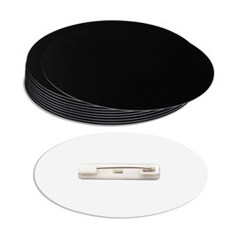 Oval Name Badge Blanks with Pin - 10 Pack (Black)