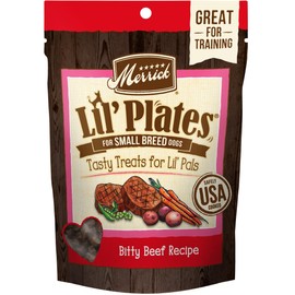 Merrick Lil’ Plates Grain Free Small Dog Treats, Natural Training Treats For Small Dogs, Bitty Beef Recipe - 5 oz. Pouch
