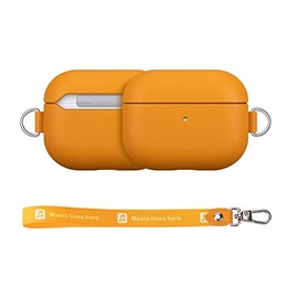 Haobobro [Nappa Series] AirPods Pro Case with Lanyard and Carabiner - AirPods Pro Leather Case Genuine Leather Case - AirPods Pro Protective Case Leather Case - AirPods Pro Leather Case - Yellow