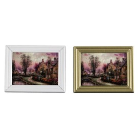 2 PCS FONGKNOX Miniature Painting Dolls House Miniature Picture Frames Painting 1/12 Scale Dolls House Country House Picture Dollhouse Accessories