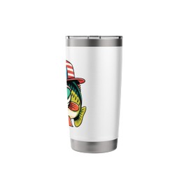 Patriotic Flag Funny Bass Fish Wearing Hat Sunglass Family Stainless Steel Insulated Tumbler