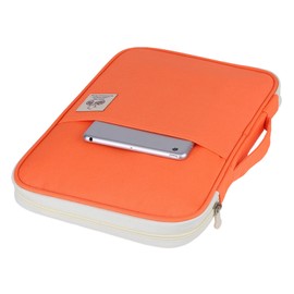 MOUMOUTEN 5Colors A4 Document Bags, Functional Travel File Folder Portfolio Organizer Computer Notebook Zippered Case Bag, for Tablet Pens Documents(Orange)