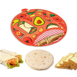 OBELGEOYA Tortilla Warmer Pouch, 12 Inch - Microwaveable Insulated Round Tortilla Keeper, Fabric Heater to Keep Corn, Flour, Taco, Pizza, and Bread Warm for Up to One Hour (Orange)