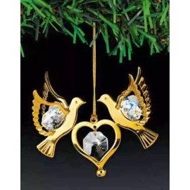 KG & C Doves FIGURINE - ORNAMENT 24KT GOLD PLATED WITH AUSTRIAN CRYSTALS