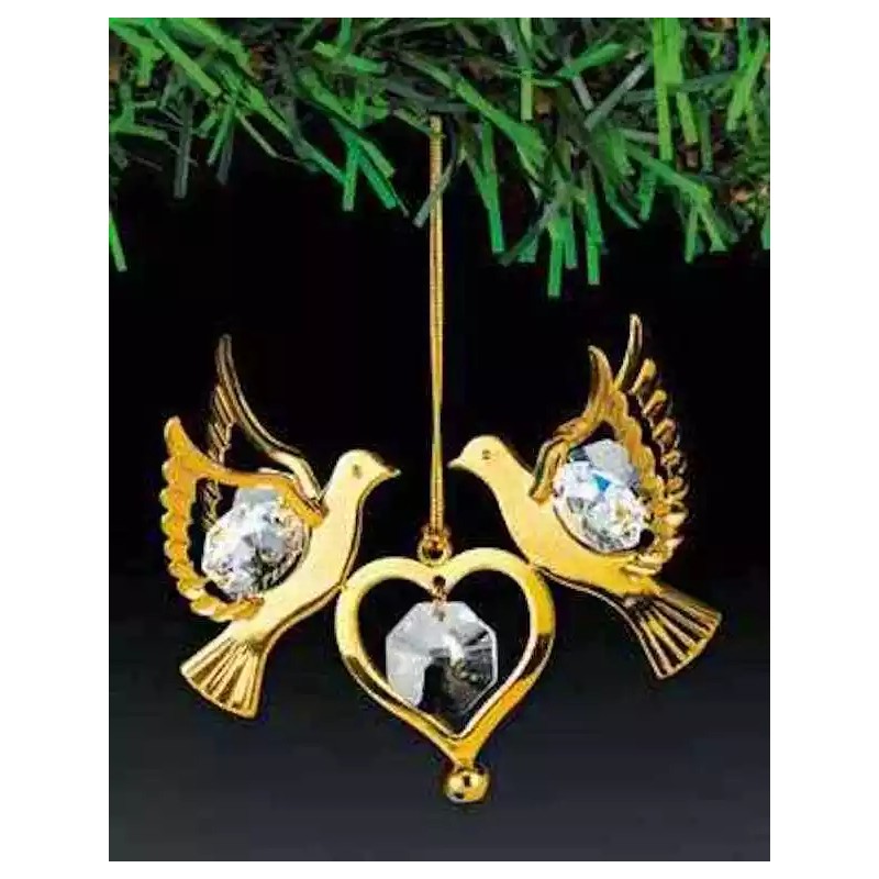 KG & C Doves FIGURINE - ORNAMENT 24KT GOLD PLATED