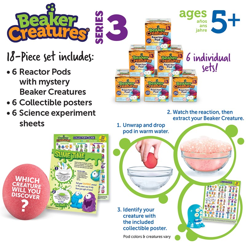 Learning Resources Beaker Creatures Series 3 - 6-Pack of Pods,