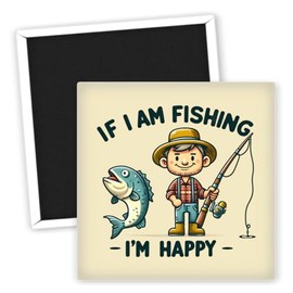 Angeln Ich bin glücklich Kühlschrankmagnet - Motiv Fischer Fisch - Angler Geschenk - Kühlschrank Deko - Magnetfischen Zubehör - kreative Kühlschrankmagnete - Angler Lifestyle