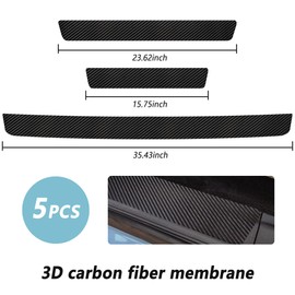 5PCS Car Door Sill Protector,Carbon Fiber Threshold/Rear Bumper Guard Anti-Scratch Sticker Door Edge Protection Decorate,Interior Accessories Self-Adhesive Anti-Scratch Waterpoor (Carbon Fiber-5Pcs)