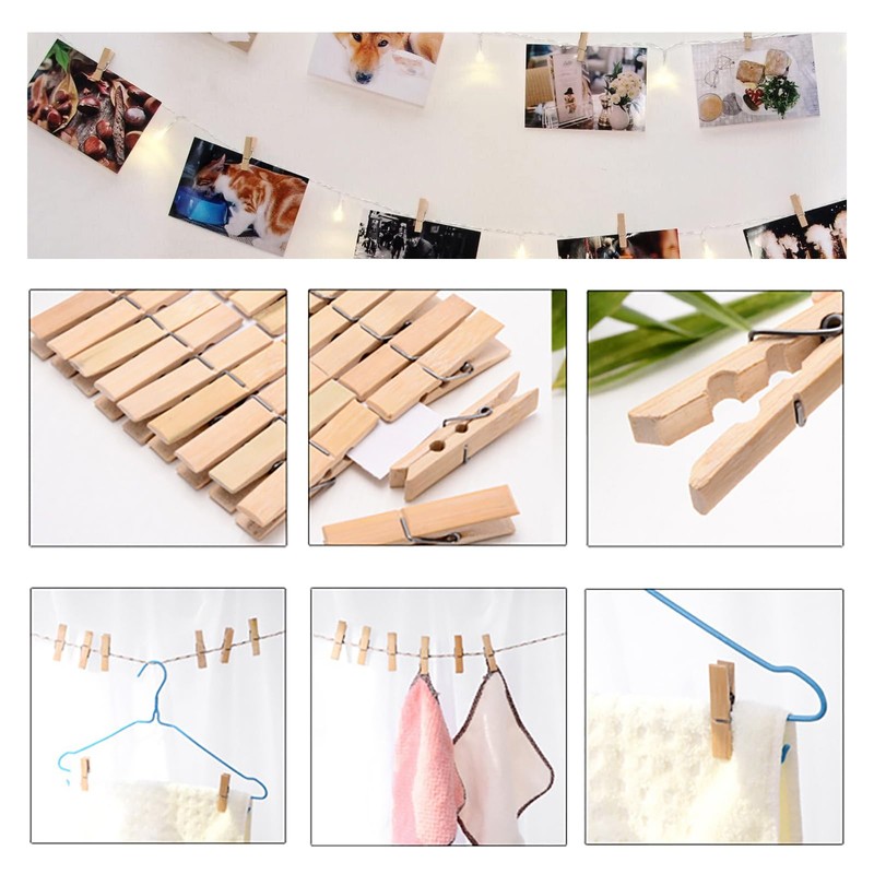 Wooden Wood Pinch Clips (Natural x 7.2cm x 24pcs) Delivery