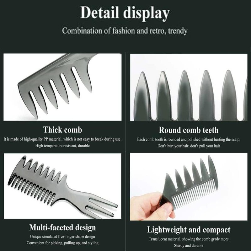 Professional Hair Styling Comb Set, Black, Wide Tooth Detangling Combs,