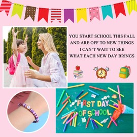 QqzsJewls First Day of School Matching Bracelets for Mom and Daughter Back to School Bracelet Mommy and Me Purple Heart Beaded Bracelets Bulk for Kindergarten Girls