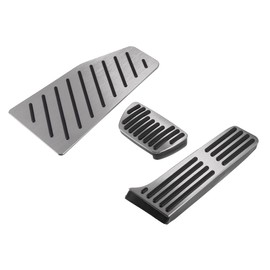 X AUTOHAUX 3 Pcs Accelerator Gas Brake Footrest Pedal Cover Compatible for Toyota Rav4 2019-2023, Aluminum Alloy Rubber Silver Tone Automatic Car Pedal Pads