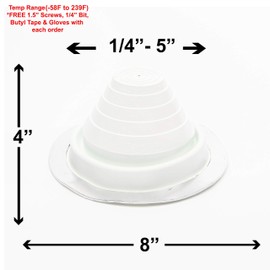 EAGLE 1: #3 Metal Roof Pipe Flashing Boot - Cut to Fit Almost Any Pipe - Flexible & Adjustable Roof Jack Pipe Boot - (White)
