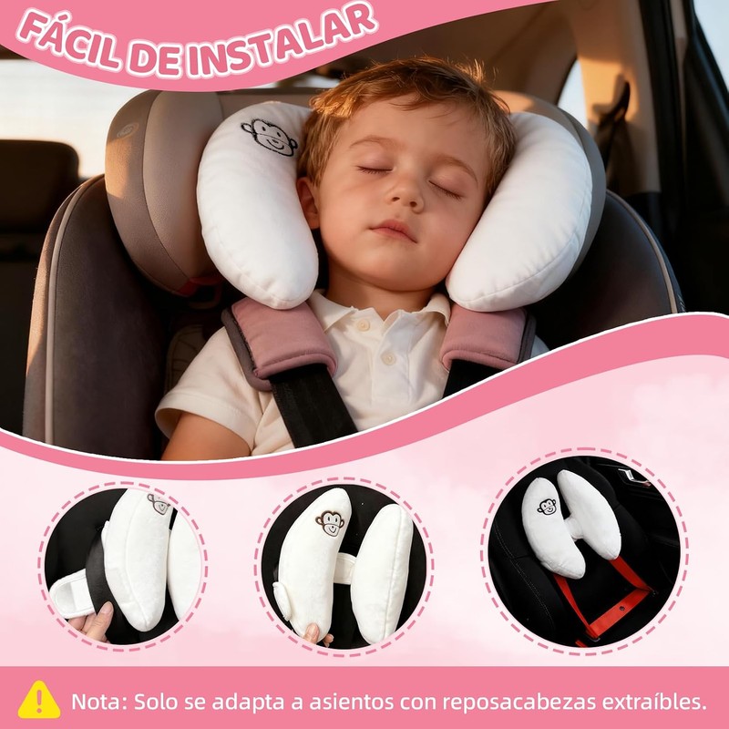 Reposacabezas de viaje ajustable para bebé REKOBON – Pack de