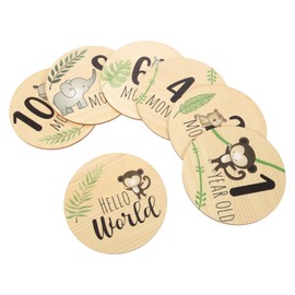 Kisangel 7Pcs Month Milestone Wooden Discs Smooth Safe Photo Prop Cards for Newborn Growth Announcement and Monthly Girl Markers