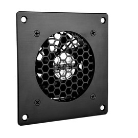 euroharry USB Fan, 80 mm Fan, with 3-Speed Adjustable 5 V/0.3 A USB Fan, with a Modern Brushed Black Aluminium Frame, for Home Cinema AV Cabinet Cooling