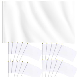 Blank White Flags DIY 5ft x 3ft and 20pcs Party Handheld Flags on Plastic Stick 8.2 x 5.5 Inch White Plain Banners Pennant Decoration for Game School Sport Events, Festival Birthday Party Supplies